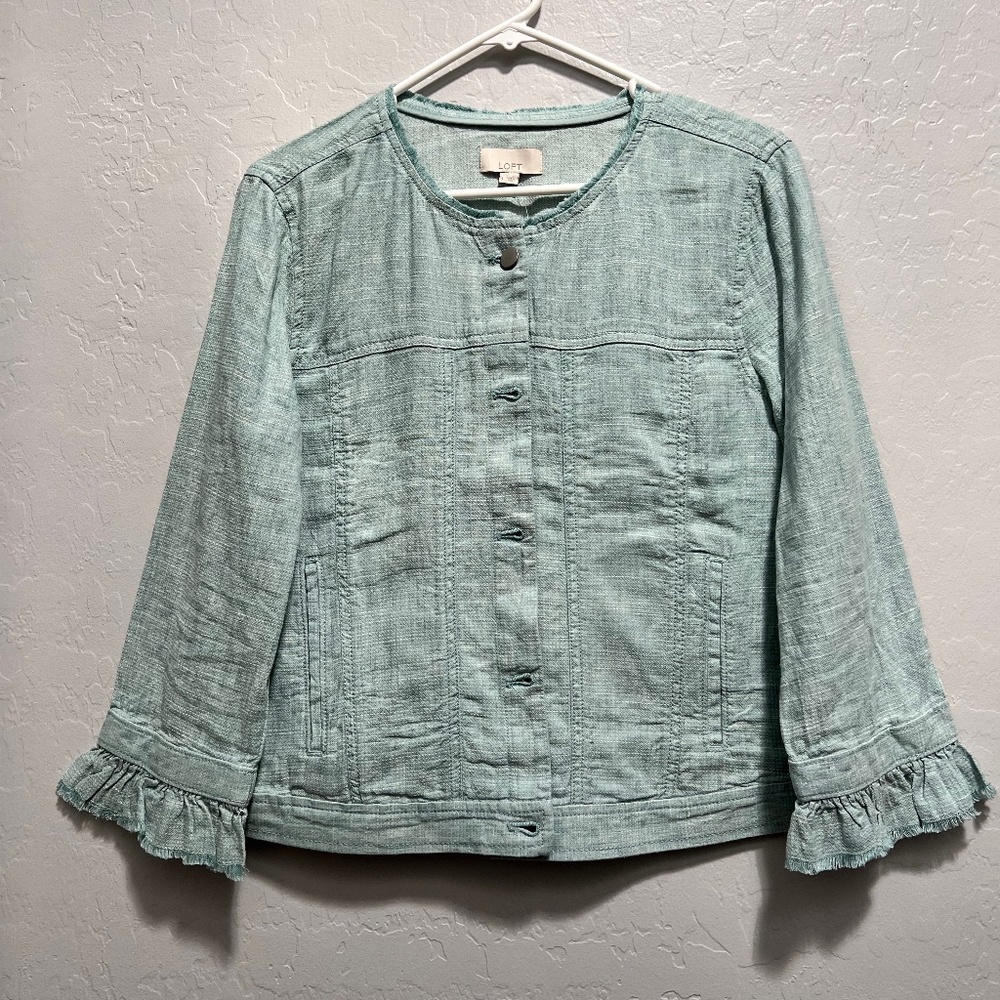 Loft mint green linen jacket